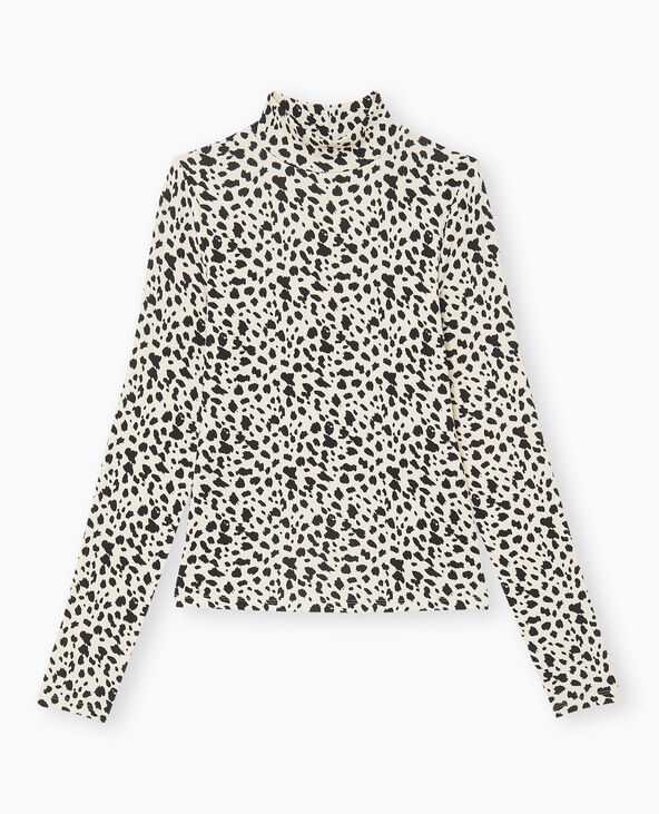 Top manches longues col montant motif léopard beige - Pimkie