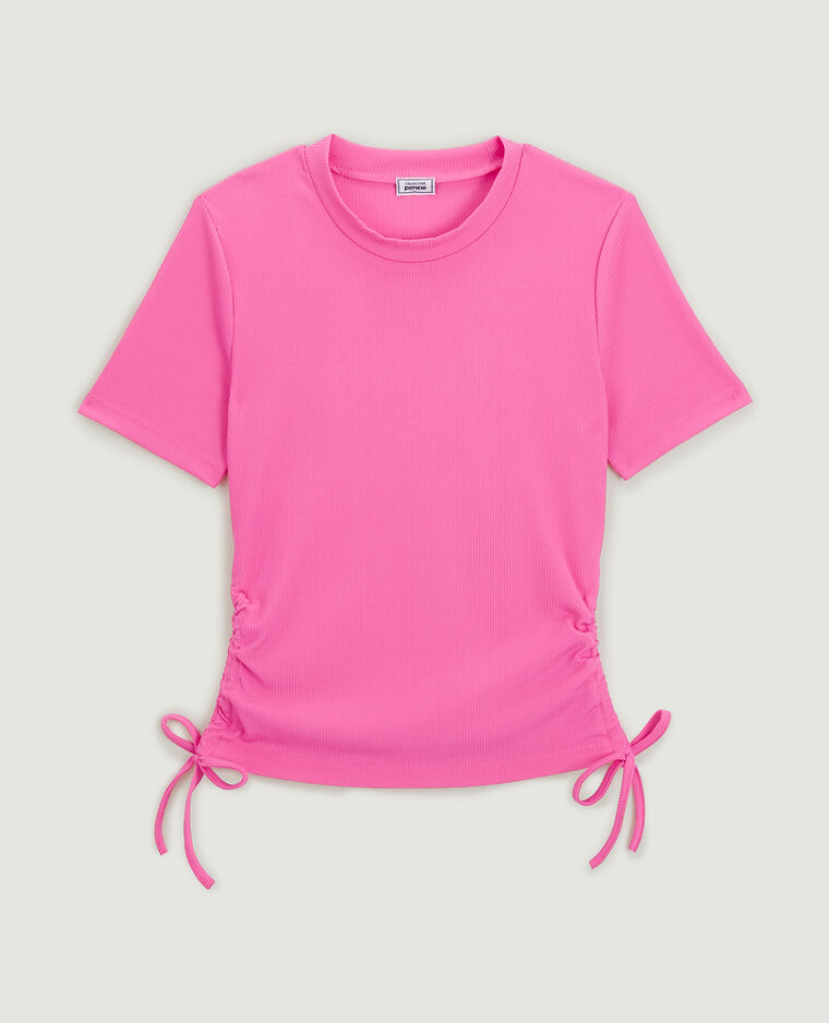Top maille côtelée avec nœud rose fuchsia - Pimkie
