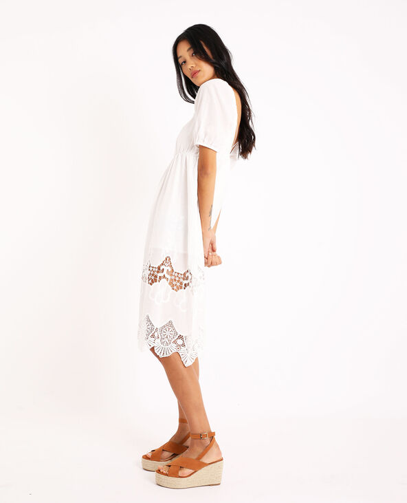 Robe longue à broderies écru - Pimkie