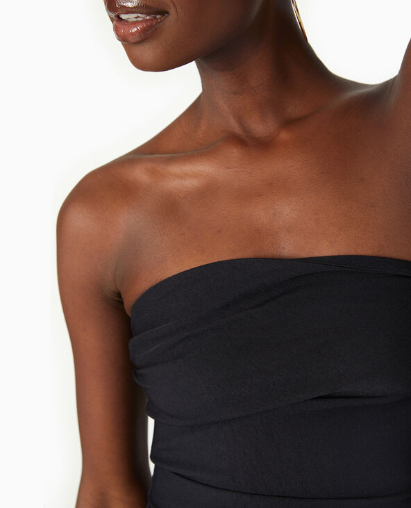 Top bustier en tissu stretch avec drapé noir - Pimkie