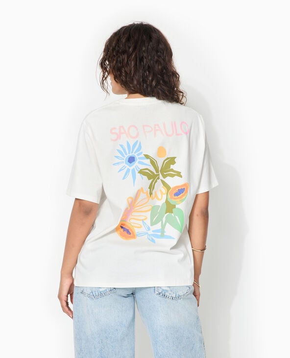 T-shirt oversize avec print poitrine et dos blanc - Pimkie