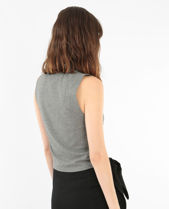 Cropped top choker gris chiné - Pimkie