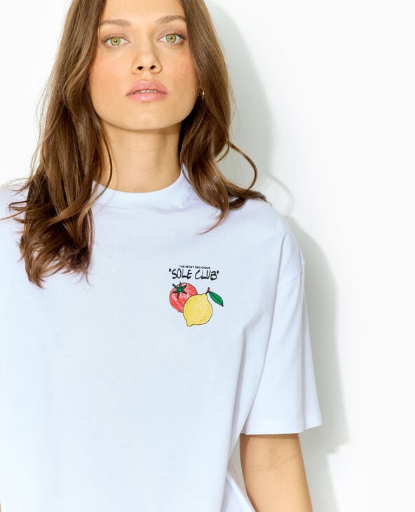 T-shirt oversize avec print poitrine et dos blanc - Pimkie
