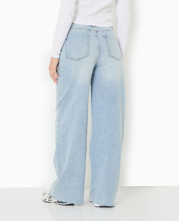 Jean wide taille haute bas coupés bleu - Pimkie
