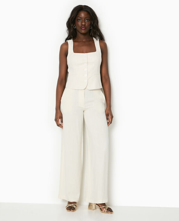 Pantalon droit avec lin blanc - Pimkie