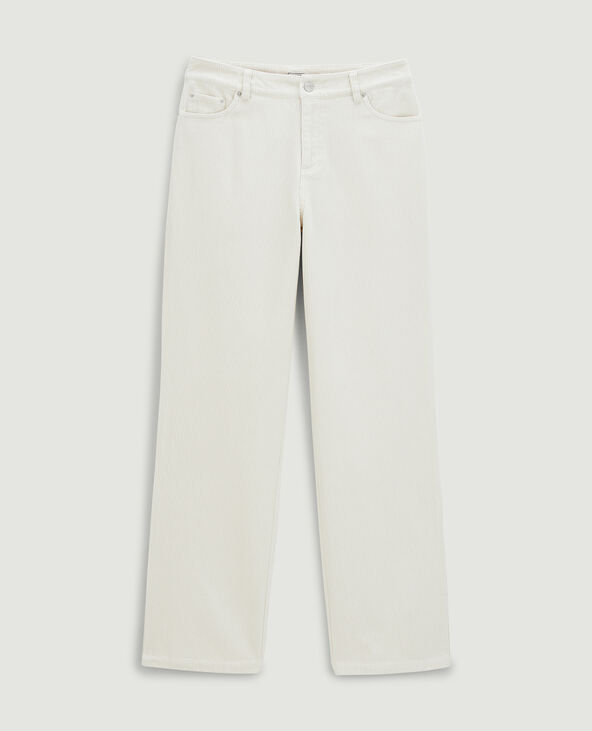 Pantalon droit en velours côtelé blanc - Pimkie