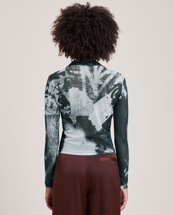 Chemisier en maille micro-mesh noir - Pimkie