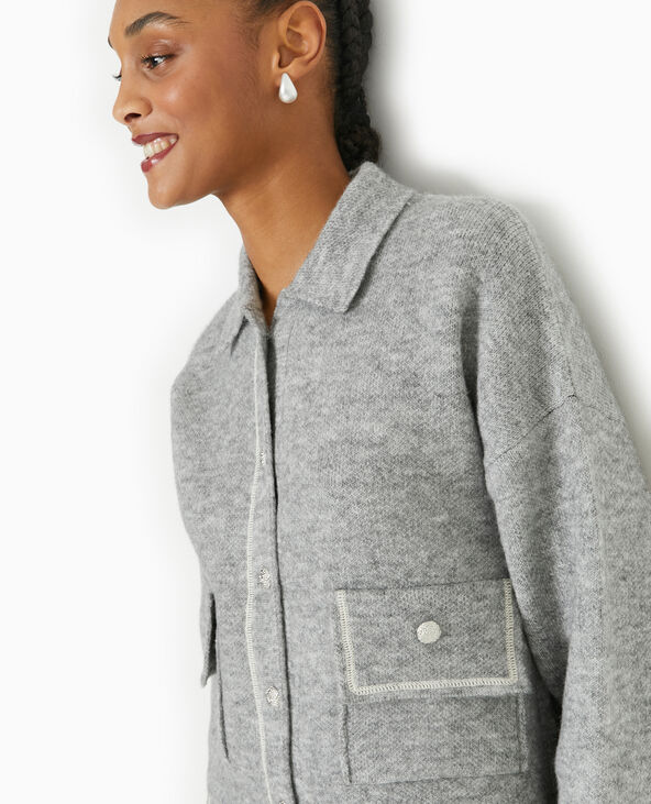 Gilet droit avec boutons fantaisie gris chiné - Pimkie