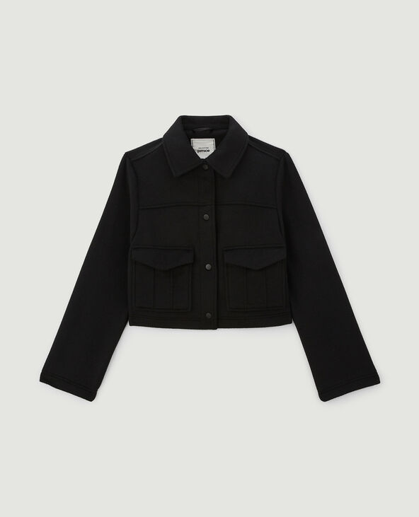 Blouson court en drap de laine noir - Pimkie