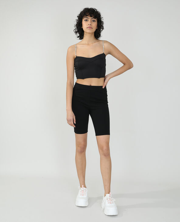 Crop top satiné noir - Pimkie
