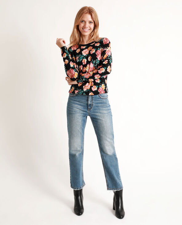 Pull à fleurs noir - Pimkie