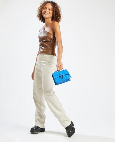 Top asymétrique simili cuir marron - Pimkie