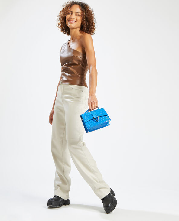 Top asymétrique simili cuir marron - Pimkie