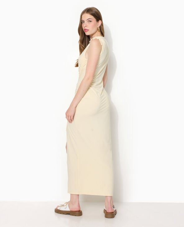 Robe longue avec liens coulissés et fronces jaune - Pimkie