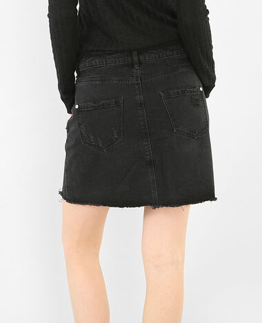 Jupe denim destroy noir - Pimkie