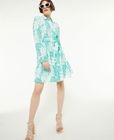 Robe chemise avec volants bleu turquoise - Pimkie