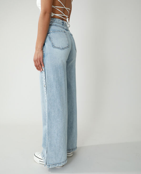 Jean wide leg high waist pressionné bleu clair - Pimkie