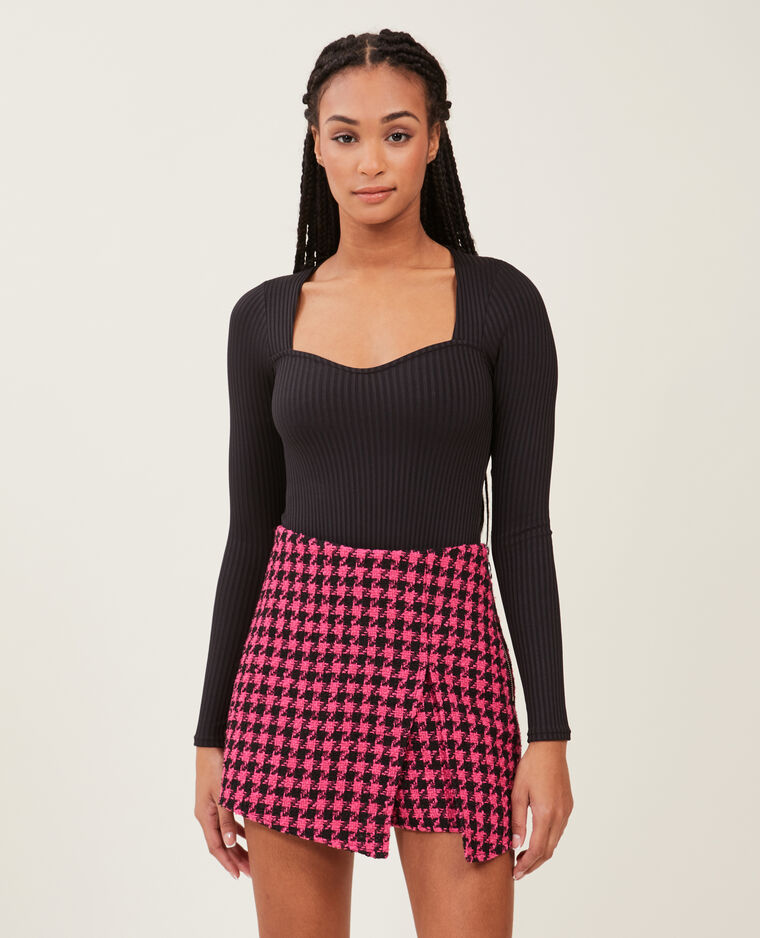 Jupe-short en tweed noir - Pimkie