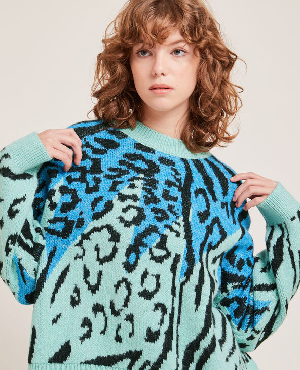 Pull leopard sale bleu