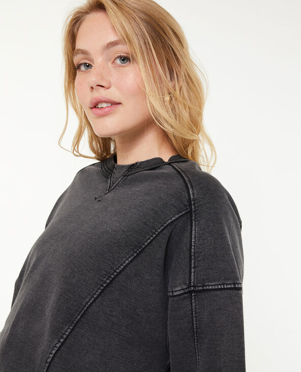 Sweat loose avec jeux de coutures gris foncé - Pimkie