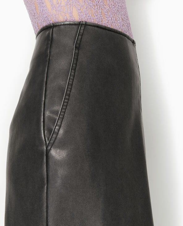 Jupe longue en faux cuir used gris foncé - Pimkie