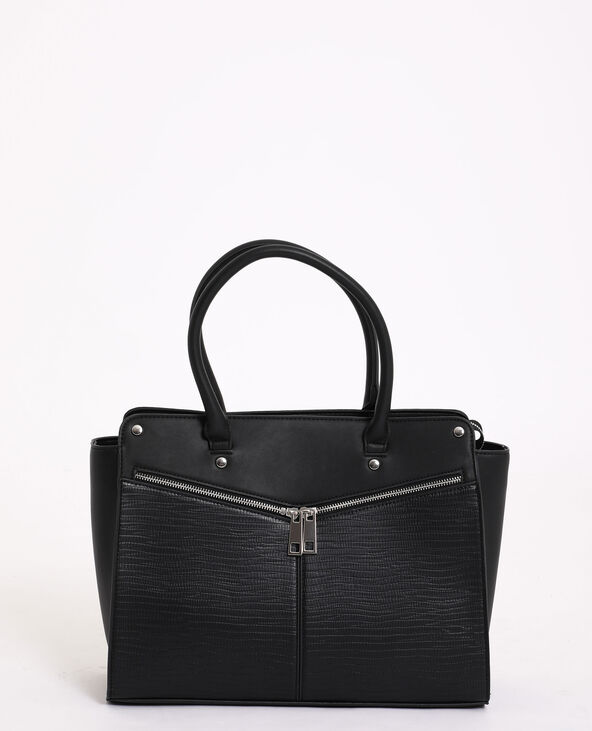 Sac cabas en faux cuir noir - Pimkie