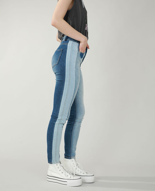 Jean skinny high waist bicolore bleu - Pimkie