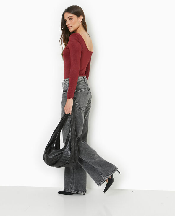 Body en maille avec lurex bordeaux - Pimkie
