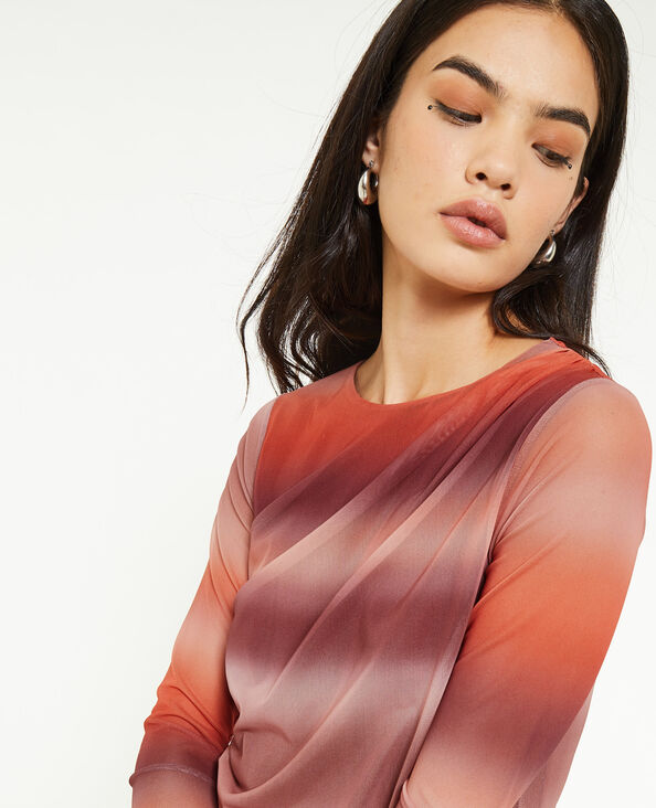Top en tulle avec fronces rose clair - Pimkie