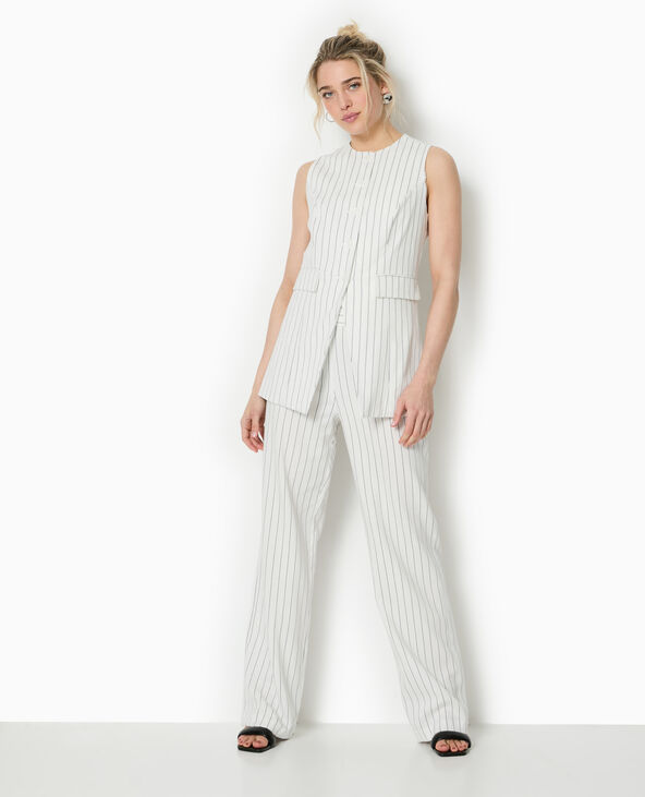 Pantalon droit rayé taille haute noir - Pimkie