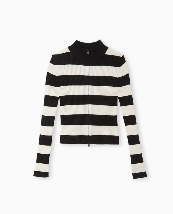Gilet ajusté en maille côtelée col montant noir - Pimkie