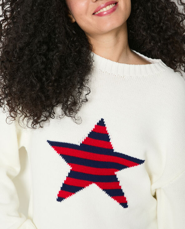 Pull en maille avec étoile blanc - Pimkie