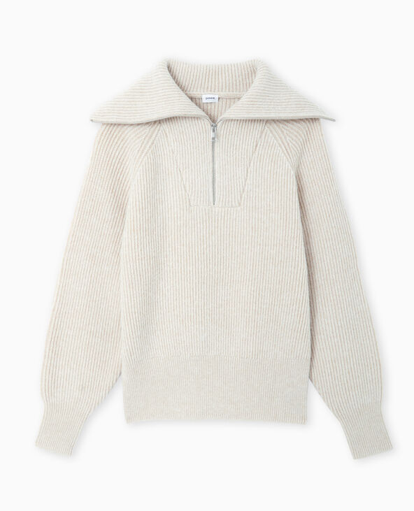 Pull avec grand col camionneur beige - Pimkie