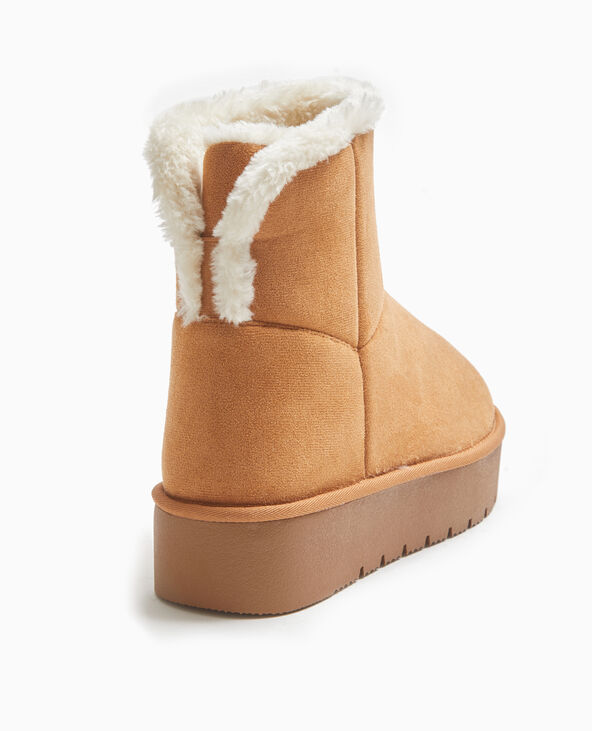 Boots fourrées en suédine beige - Pimkie