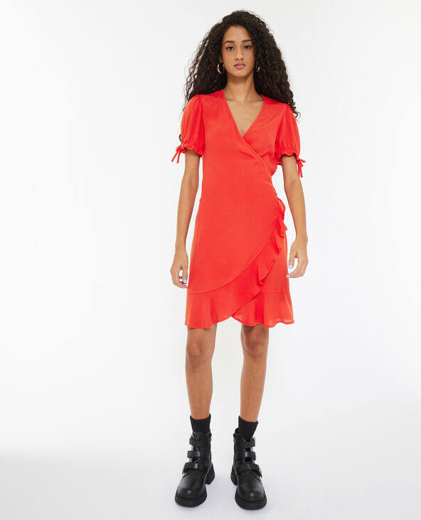 Robe courte cache-cœur rouge - Pimkie