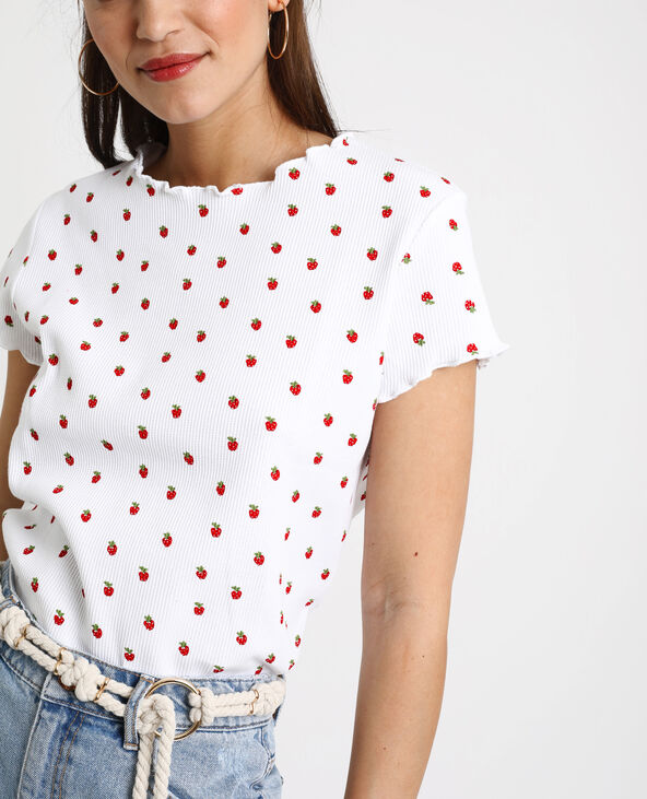 T-shirt à fraises blanc - Pimkie
