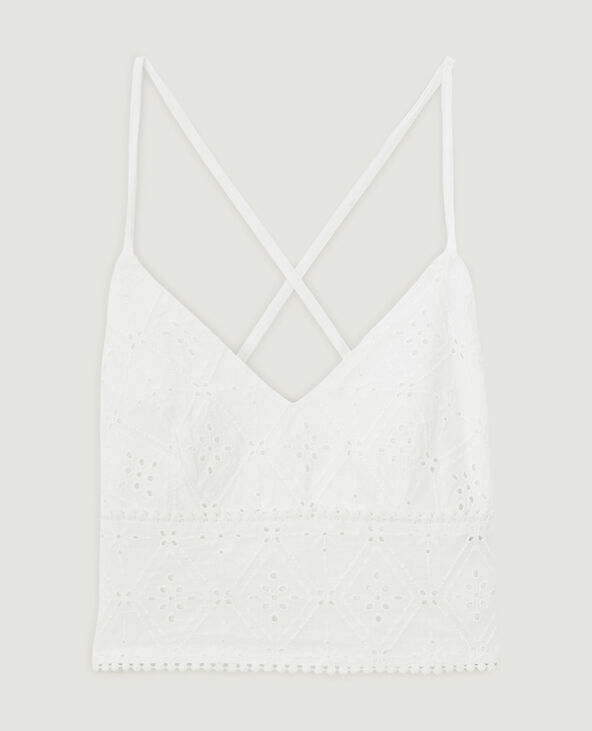 Top dos-nu broderie anglaise blanc - Pimkie