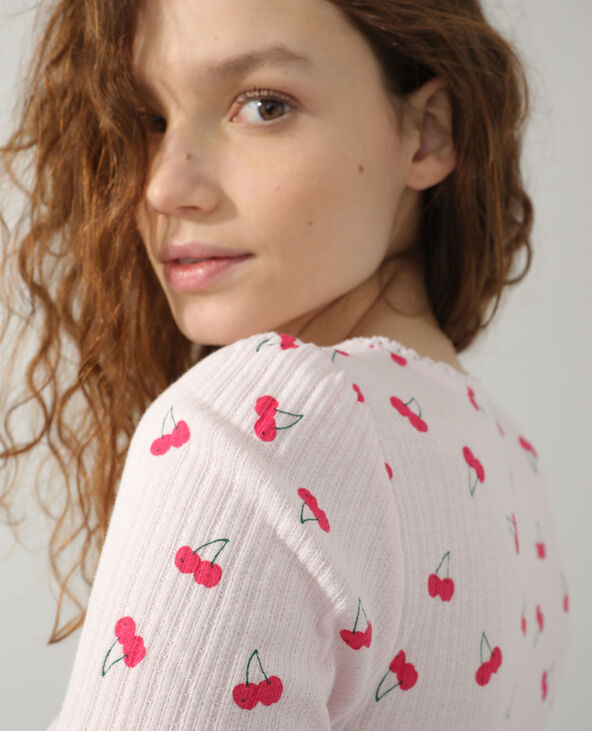 T-shirt motifs cerises rose clair - Pimkie