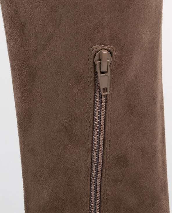 Bottes cuissardes microfibre taupe - Pimkie