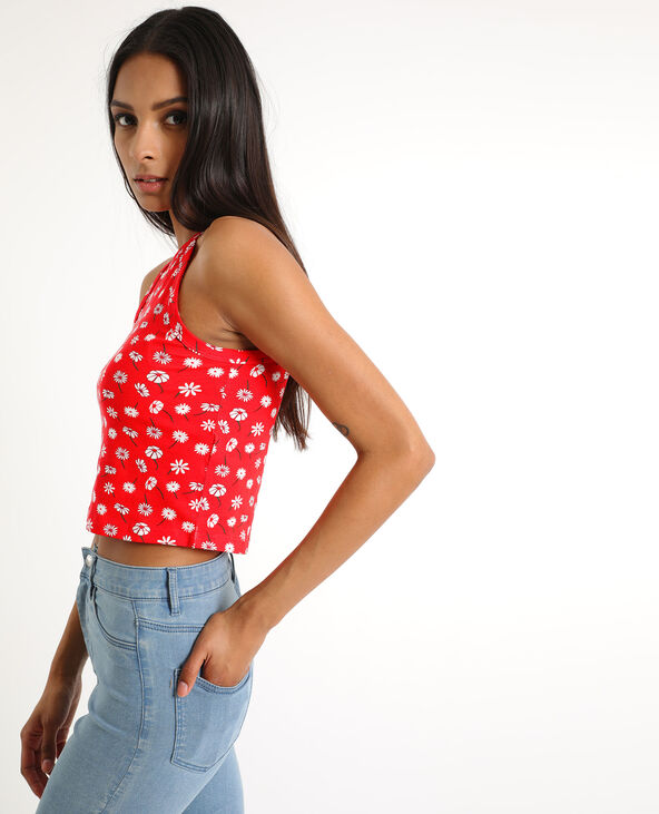Cropped top à fleurs rouge - Pimkie