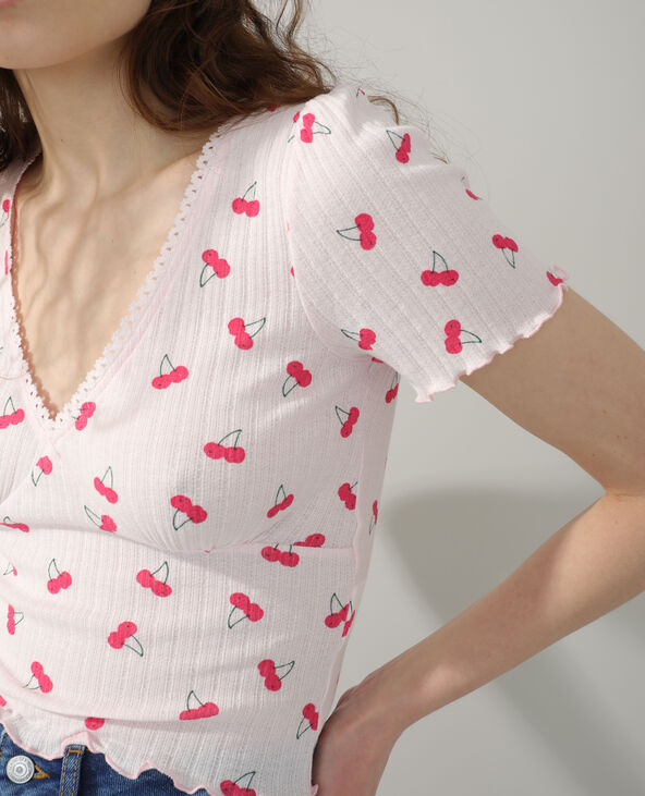 T-shirt motifs cerises rose clair - Pimkie