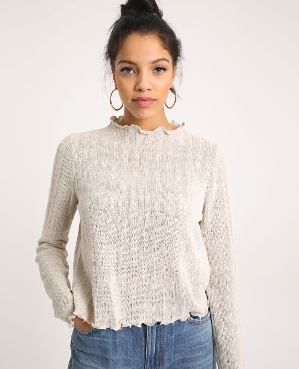 Crop top à manches longues blanc - Pimkie