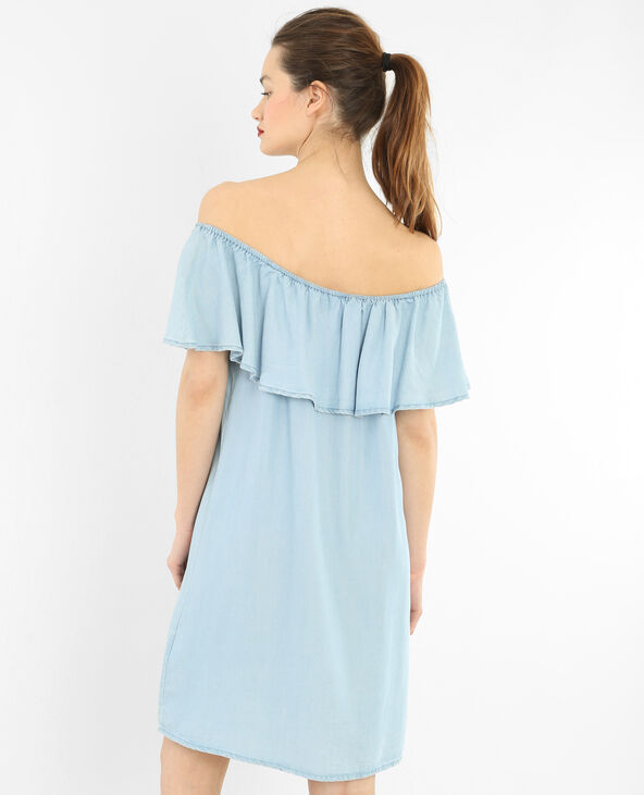 Robe volant bardot bleu clair - Pimkie