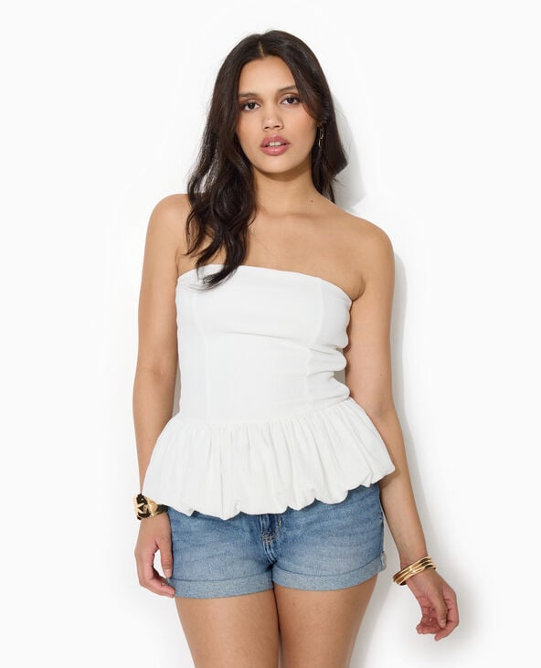 Top bustier avec empiècement balloon blanc - Pimkie