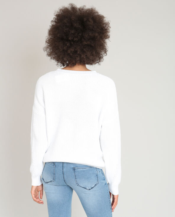 Pull à lacets blanc - Pimkie
