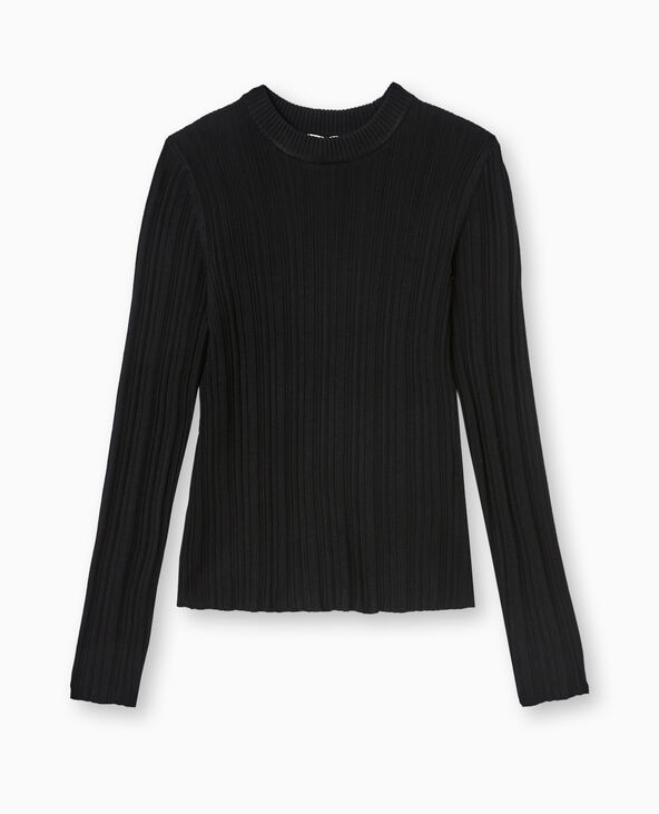Pull fin en maille côtelée noir - Pimkie