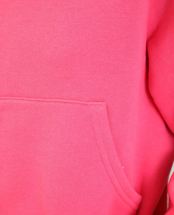 Sweat à capuche molletonné volanté rose fluo - Pimkie