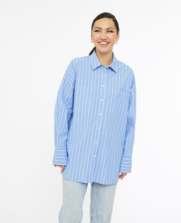 Chemise oversize rayée façon pyjama d'homme bleu - Pimkie