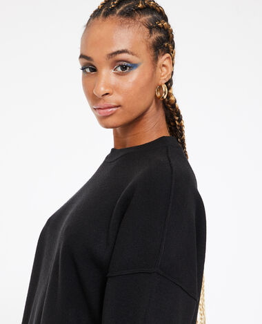 Pull col rond en maille compacte noir - Pimkie