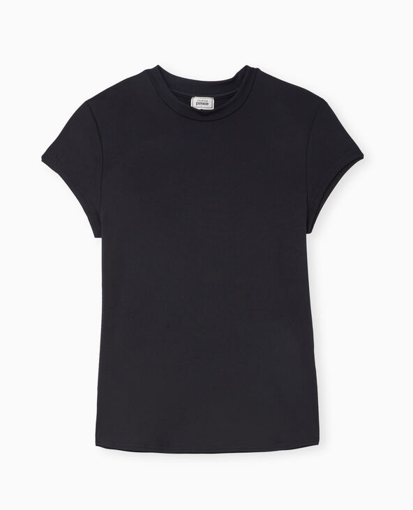 T-shirt ajusté en maille extensible noir - Pimkie